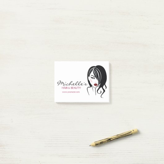 Reizendes Mädchen mit gewelltes Haar Make-upikone Post-it Klebezettel (Auf Schreibtisch)