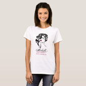 Reizendes Mädchen mit gewelltes Haar Make-upikone T-Shirt (Vorne ganz)