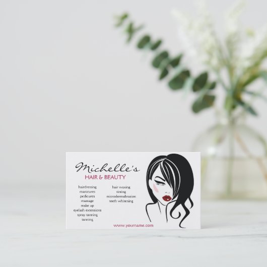 Reizendes Mädchen mit gewelltes Haar Make-upikone Visitenkarte (Stehend Vorderseite)