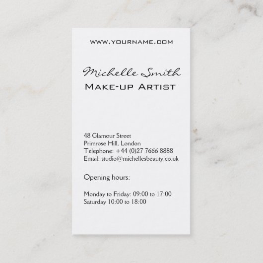 Reizendes Mädchen mit gewelltes Haar Make-upikone Visitenkarte (Rückseite)