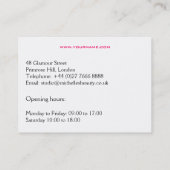 Reizendes Mädchenikonenrosahaar Visitenkarte (Rückseite)