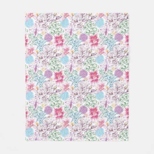 Reizendes Muster mit bunten Blumen Fleecedecke (Vorderseite)