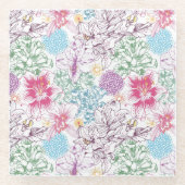 Reizendes Muster mit bunten Blumen Glasuntersetzer (Vorderseite)