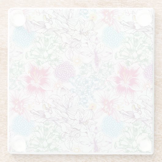 Reizendes Muster mit bunten Blumen Glasuntersetzer (Rückseite)