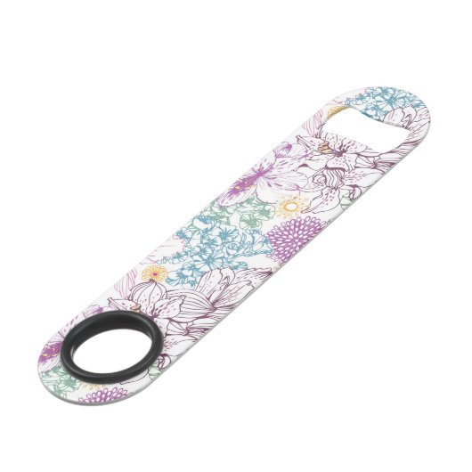 Reizendes Muster mit bunten Blumen Speedflaschenöffner (Rückseite Schrägansicht)