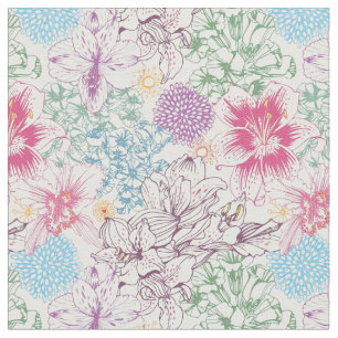 Reizendes Muster mit bunten Blumen Stoff