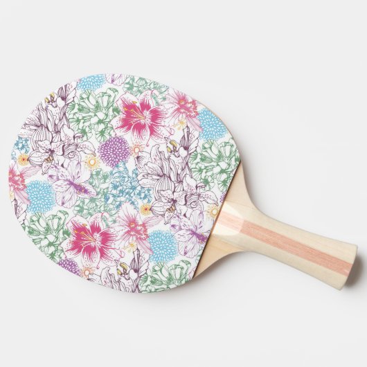 Reizendes Muster mit bunten Blumen Tischtennis Schläger (Seitenansicht)