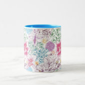Reizendes Muster mit bunten Blumen Zweifarbige Tasse (Mittel)