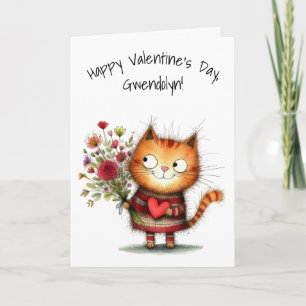 Reizendes orangefarbenes Kätzchen Frohen Valentins Karte