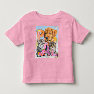 Reizendes PAL Neues Hunde- und Katzenmotiv in Aqua Kleinkind T-shirt