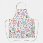 Reizendes Pastell-Kawaii-Katze und Blumenmuster Schürze (Vorderseite)