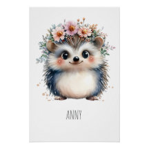 Reizendes personalisiertes Boho-Stil-Igel-Plakat