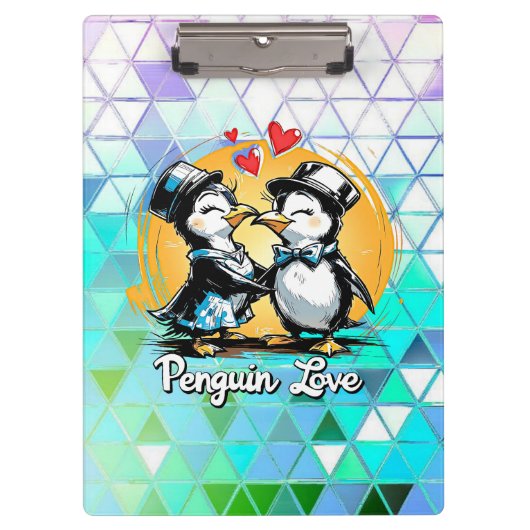 Reizendes Pinguin-Paar Klemmbrett (Vorderseite)
