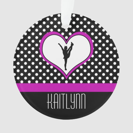 Reizendes rosa Herz mit Tupfen-Beifall Ornament (Vorderseite)