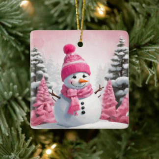 Reizendes rosa Weihnachtsmann-Thema Keramikornament