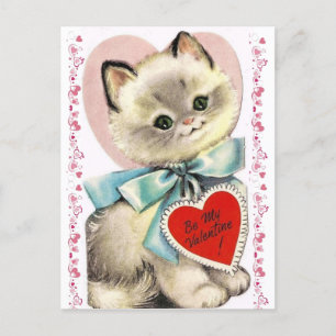 Reizendes Vintage-Kätzchen 1950er Valentinstag Postkarte