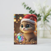 Reizendes Weihnachtskitten Postkarte (Stehend Vorderseite)
