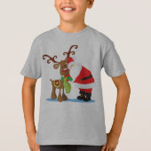 Reizendes Weihnachtsmann und Ren Tagless Shirt (Vorderseite)
