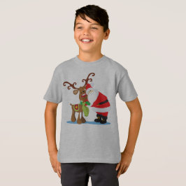Reizendes Weihnachtsmann und Ren Tagless Shirt