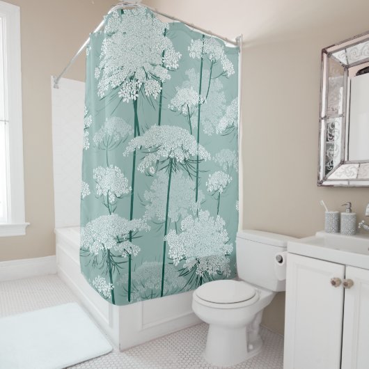 Reizendes Weiß der Königin-Annes der Spitze-| + Duschvorhang (Beispiel)