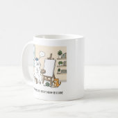Reizendes Weißkatze-Künstlerblock-Kätzchen-Muse-St Kaffeetasse (Vorderseite Links)