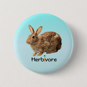 Reizendes wildes Herbivore-Häschen-Blau Button