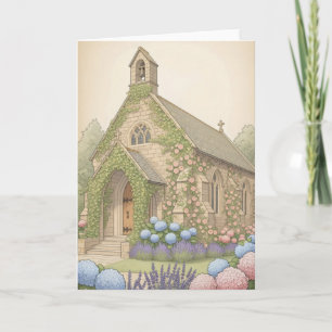 Reizvolle alte Landkirche aus Stein mit Dekoration Karte