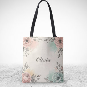 Reizvolle Aquarell-Skizzenblumen Tasche