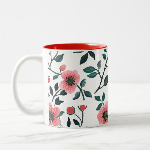 Reizvolle Blumen-Kaffeetasse mit floralem Druck Zweifarbige Tasse