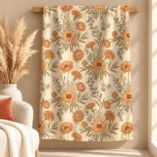 Reizvolle Boho-Sage-Kupfer-Wildblumen-Decke Sherpadecke