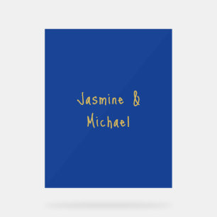 Reizvolle Chic Kalligrafie Paar Namen Blau & Gold Acrylschild