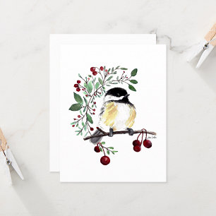 Reizvolle Chickadee-Aquarell-Notizkarte