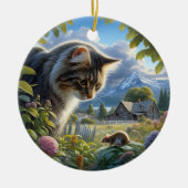 Reizvolle Domestic Longhair-Katzen-Erinnerung Keramik Ornament (Vorne)