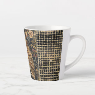 Reizvolle Eule im Blumengarten ,Gold kariert , Milchtasse