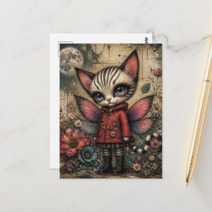 Reizvolle Fantasie-Katzfee Postkarte