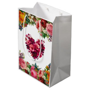 Reizvolle florale glänzende Geschenktasche - Mitte Mittlere Geschenktüte