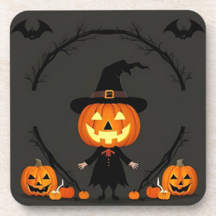 Reizvolle Halloween-Szene mit Kürbis Getränkeuntersetzer