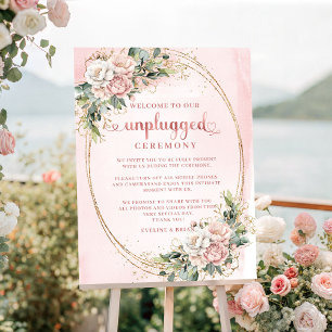 Reizvolle Hellrosa Roségold Florale Unplugged Zere Poster