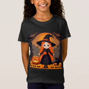 Reizvolle Hexe in einem Halloween-Szenario mit Kür T-Shirt