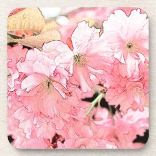 Reizvolle künstlerische Skizze rosa Kirschblüten Untersetzer