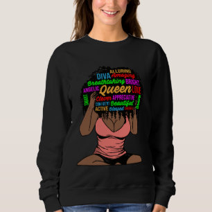 Reizvolle Melanin-Frau braune Haut Königin schwarz Sweatshirt