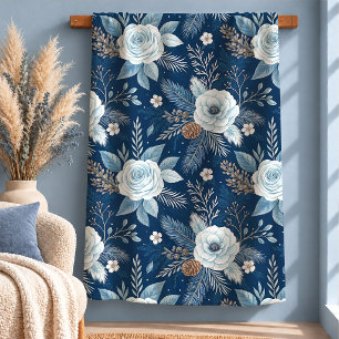Reizvolle pastellblaue Winterblumen-Decke Sherpadecke