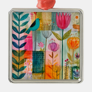 Reizvolle Patchwork Blaumeisenwiese Ornament Aus Metall