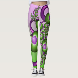 Reizvolle Pinke Grüne Herzen Moderne Abstrakte Fra Leggings