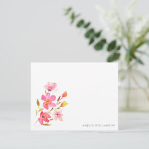 Reizvolle rosa Aquarell-Blumen-Brautparty Dankeskarte