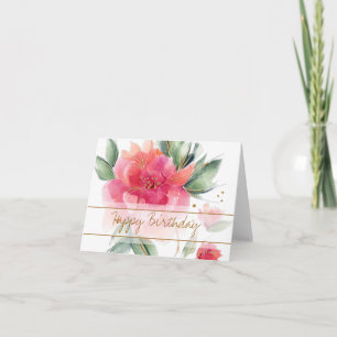 Reizvolle rosa Rosen-Aquarell-Blumenkarte Karte