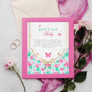 Reizvolle rosa Rosenblume goldene Schleife Baby-Ei Poster