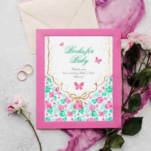 Reizvolle rosa Rosenblume goldene Schleife Baby-Ei Poster