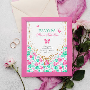 Reizvolle rosa Rosenblume goldene Schleife Baby-Ei Poster