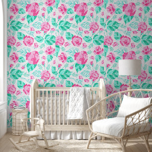 Reizvolle rosa Rosenblume goldene Schleife Baby-Ei Tapete